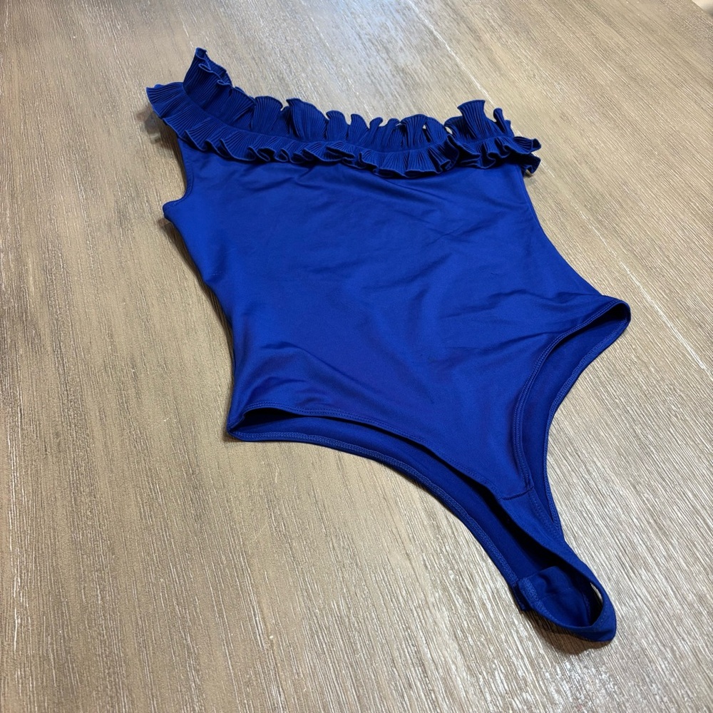 H&M One-Shoulder Ruffle Bodysuit - Royal Blue - Picture 4 of 5
